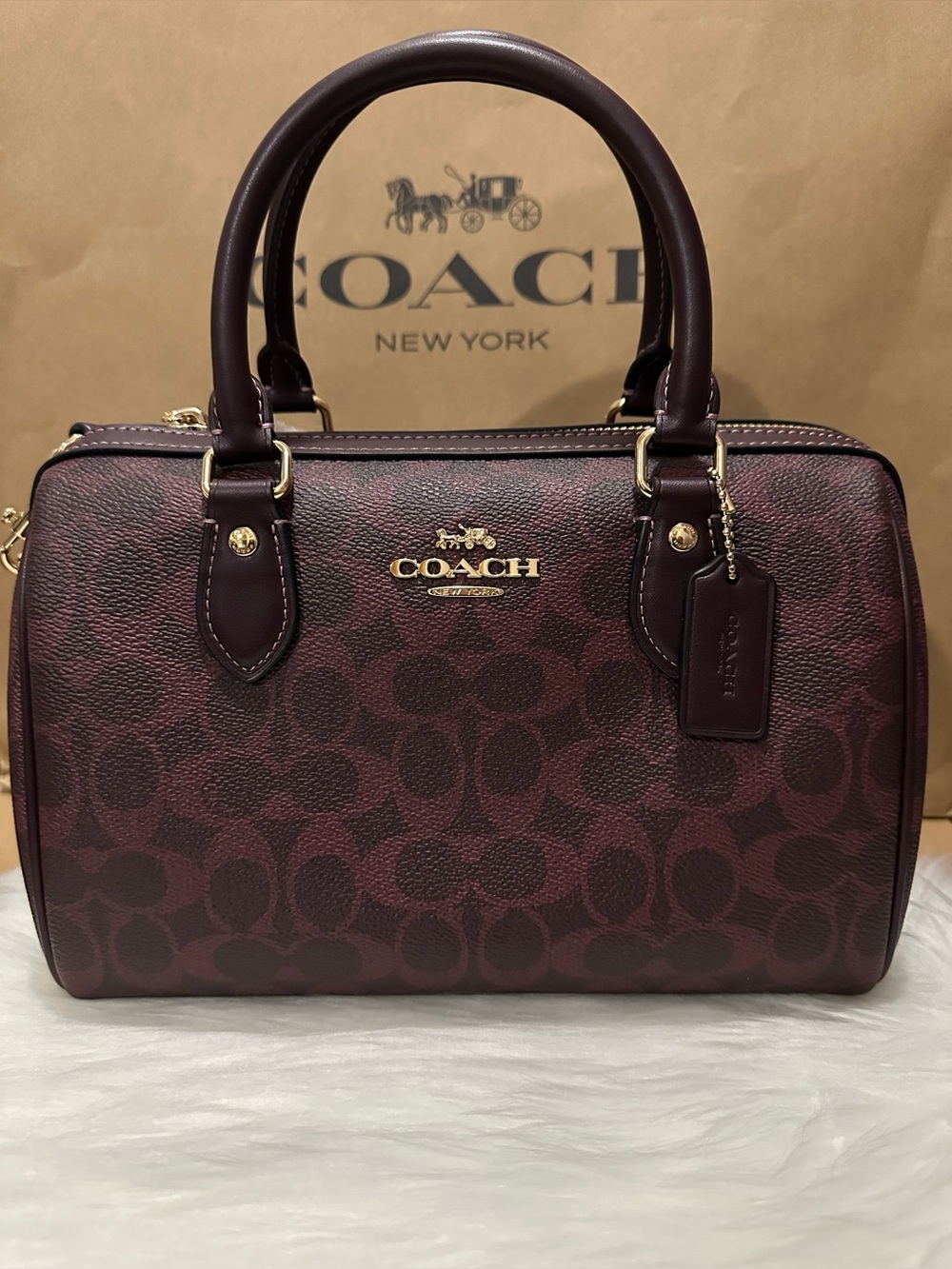 Coach  CV961 Rowan Satchel Bag In Signature Canvas CURRANT NWT